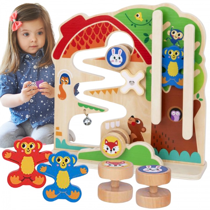 Tooky Toy oktatójáték, Montessori manipulációs tábla, labirintus, többszínű