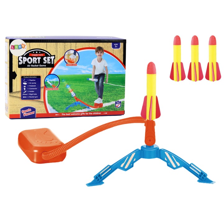 Jucarie lansare rachete, LEAN TOYS, Spuma, 3 piese, Multicolor