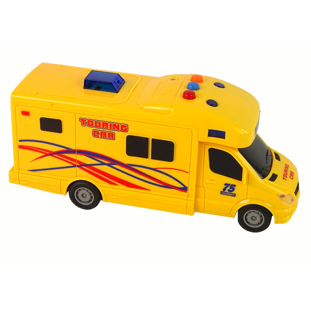 Количка LEAN TOYS Кола, звукови ефекти, светлини, жълто, 20x9x7 см ...