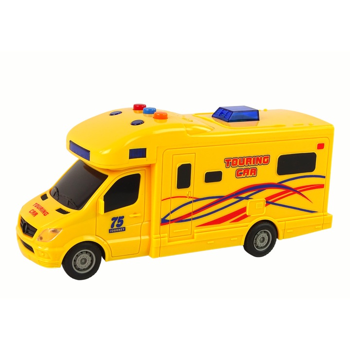 Masinuta Friction Drive LEAN TOYS, Efecte Sonore, Lumini, Galben, 20x9x7cm