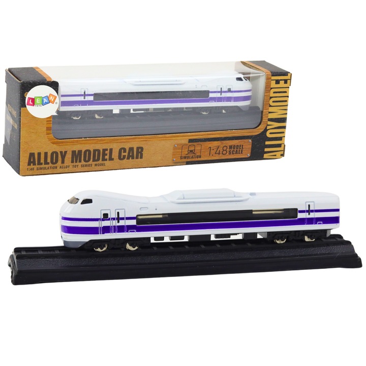 Model Tren de Jucarie LEAN TOYS, Colectionabil, Metalic, Alb/Violet, 15x3x3cm