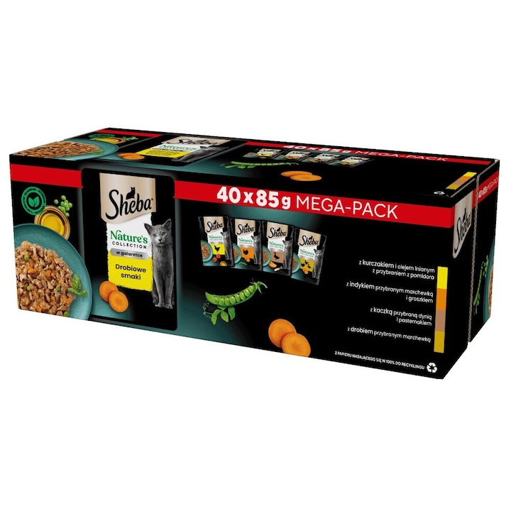 Nedves táp felnőtt macskáknak, Sheba, Birds, 40x85g