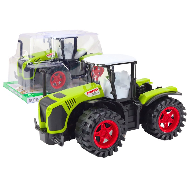 Tractor agricol LEAN TOYS, naped frykcyjny, verde, 37x23x22cm