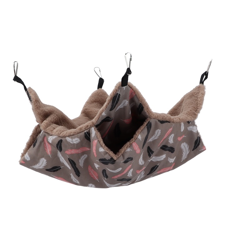 Culcus dublu pentru animale mici, Enforose, material poliester si plus, usor de instalat, cu carlig metalic, 30x30cm