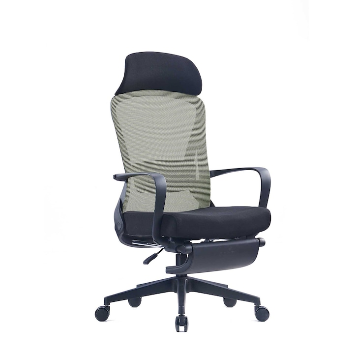 Директорски стол RFG Real Feel Good Enjoy HB, черна седалка, зелена облегалка