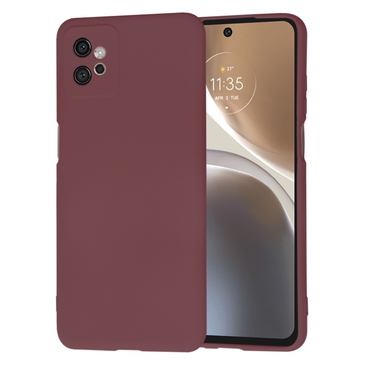 Силиконов калъф за motorola moto g32 софтфлекс, микрофибър, червена слива