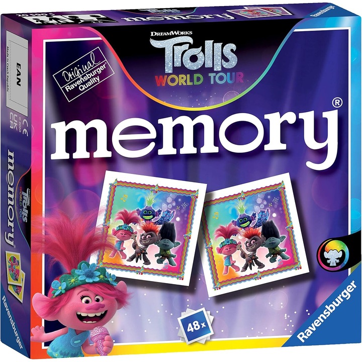 Мемори карти Trolls 2 World Tour, Ravensburger, 48 бр