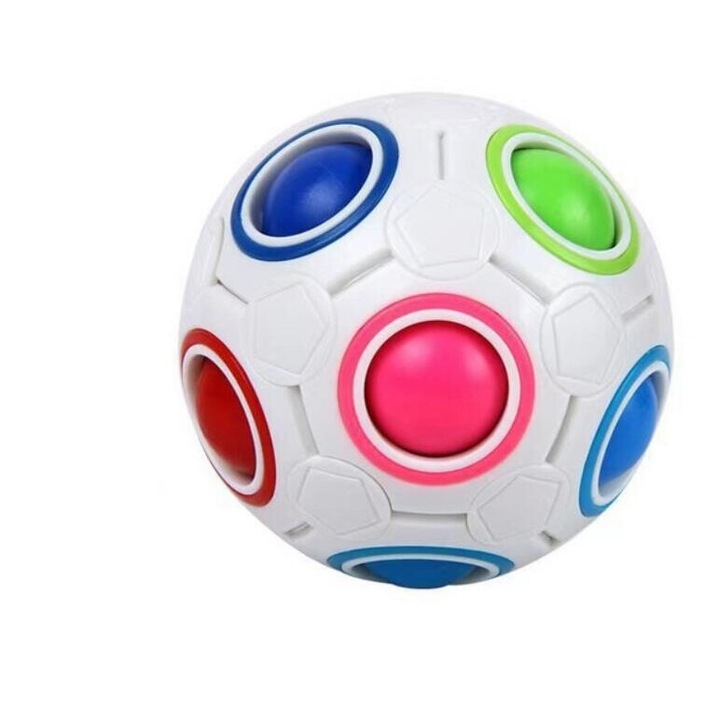 Minge antistres beizhisi, stimulare imaginatie si logica, alb-argintiu, 8x8cm