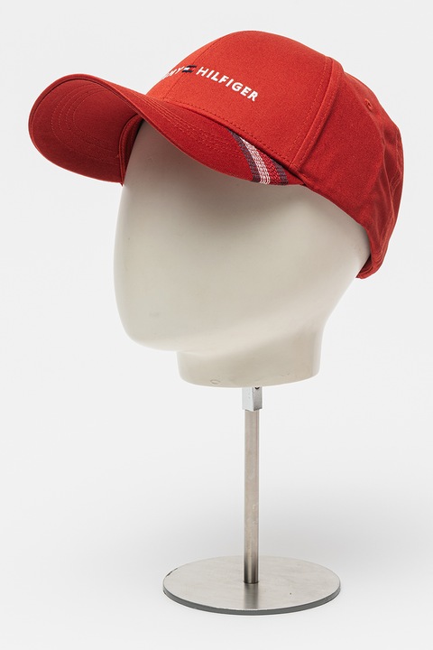 Tommy Hilfiger, Sapca din bumbac organic cu broderie logo, Rosu inchis