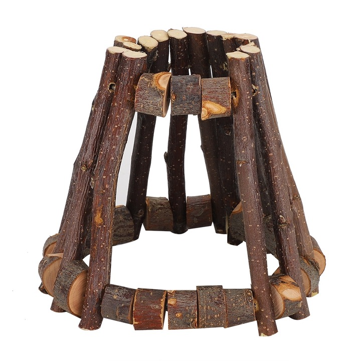 Къща за хамстери Longziming, ябълково дърво, форма на юрта, хладна, 14x10 см
