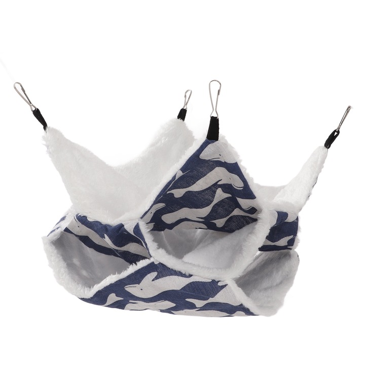 Hamac pentru animale mici, Enforose, 3 straturi, material bumbac si plus, 30x30cm