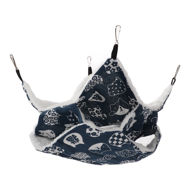 Hamac pentru animale mici, Enforose, 3 straturi, material lenjerie si plus, 30x30cm