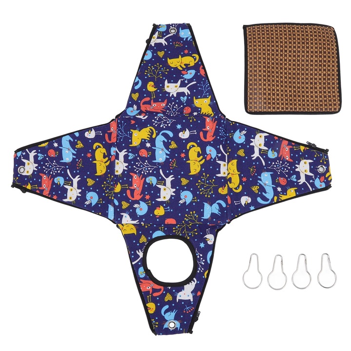 Hamac pentru Hamster Enforose, cu saltea din ratan, lavabil, cu carlige, pentru animale mici