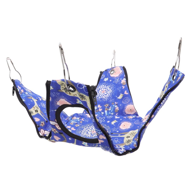 Hamac pentru animale mici Enforose, model cu deschidere, 4 carlige, dimensiuni 30x30cm, multicolor