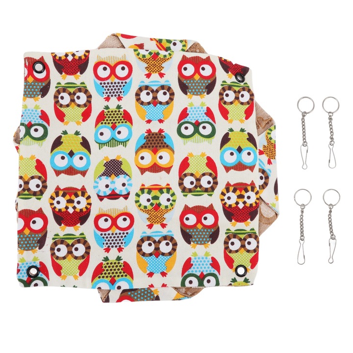 Culcus pentru animale Enforose, hamac din matase rece, design dublu fata, 32x32cm, usor de curatat, cu lanturi de suspendare