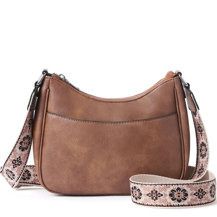 Geanta de Dama, BYONDSELF®, cu Suport pentru Carduri, cu Decoratiuni, Barete Detasabile, Compartimente Multiple, 22.2×7.9×15.7 cm, PU Piele, Maro