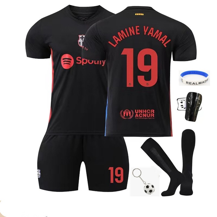 Gyermek sportfelszerelés Barcelona Yamal Football Jersey 2024/2025, ANUTETOUNI®, poliészter, fekete, Fekete