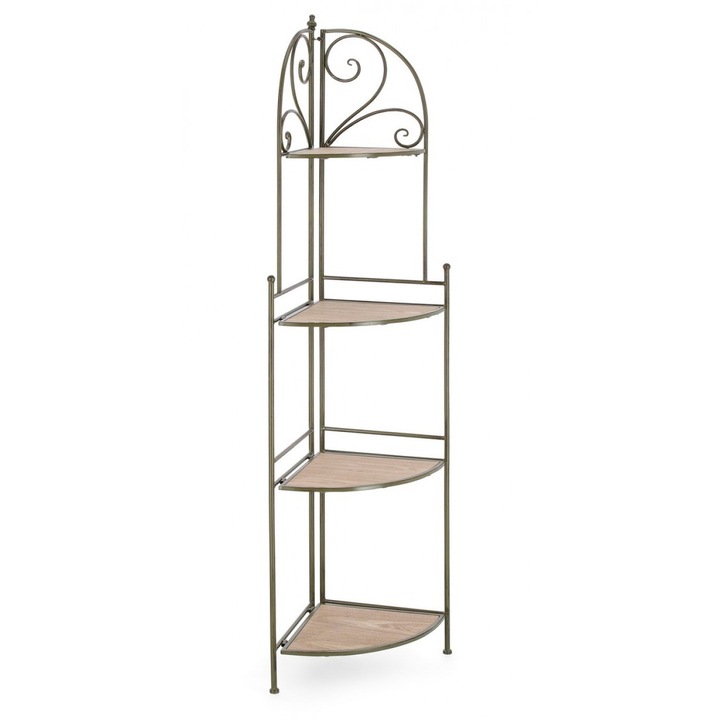 Raft 4 polite otel verde mdf natur Guenda 48x35x165.5 cm