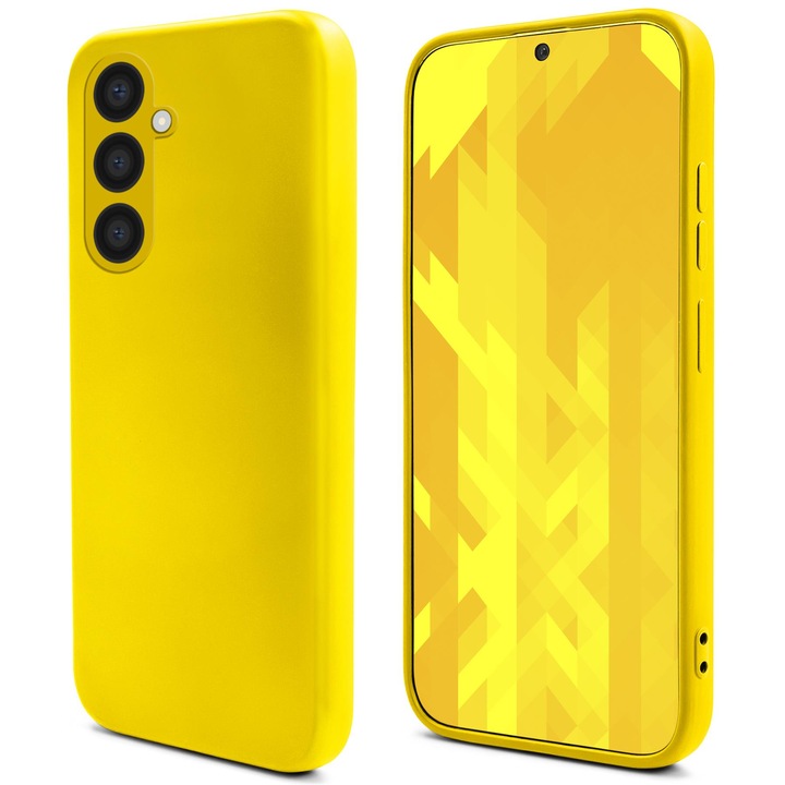 Премиум силиконов калъф Moozy за Samsung Galaxy A54 5G, Жълт, интериор от микрофибър