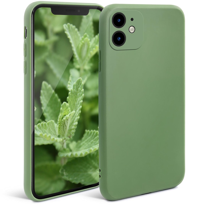 Калъф за телефон, Moozy, за iPhone 11, ментово зелен, силиконов