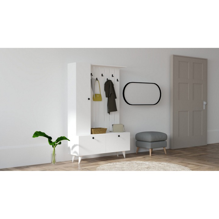 Halli fogas Modell Lala, Fehér, 112x35x170 cm