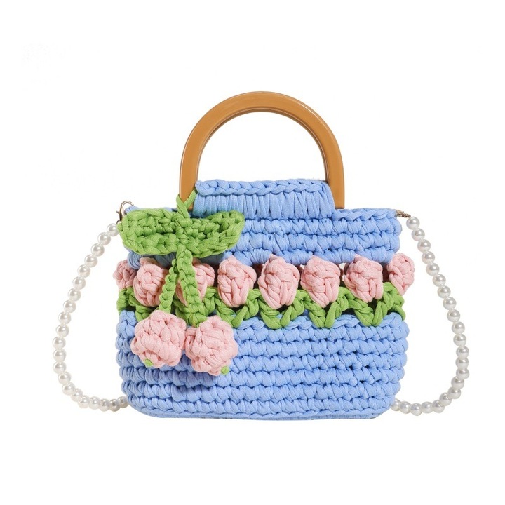 Női táska, DIY anyag szett, szőtt fazon, tarka, 19x6x17cm