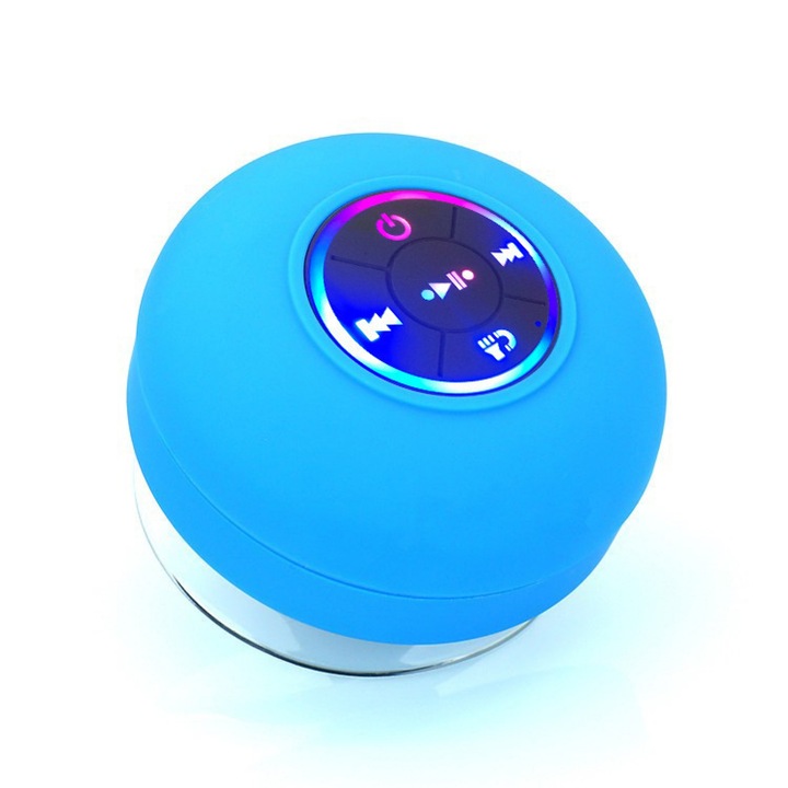 Vezeték nélküli hordozható hangszóró tapadókoronggal, IPX4 vízállóság, Bluetooth 5.0, fekete, 8,5x8,5x6,5 cm