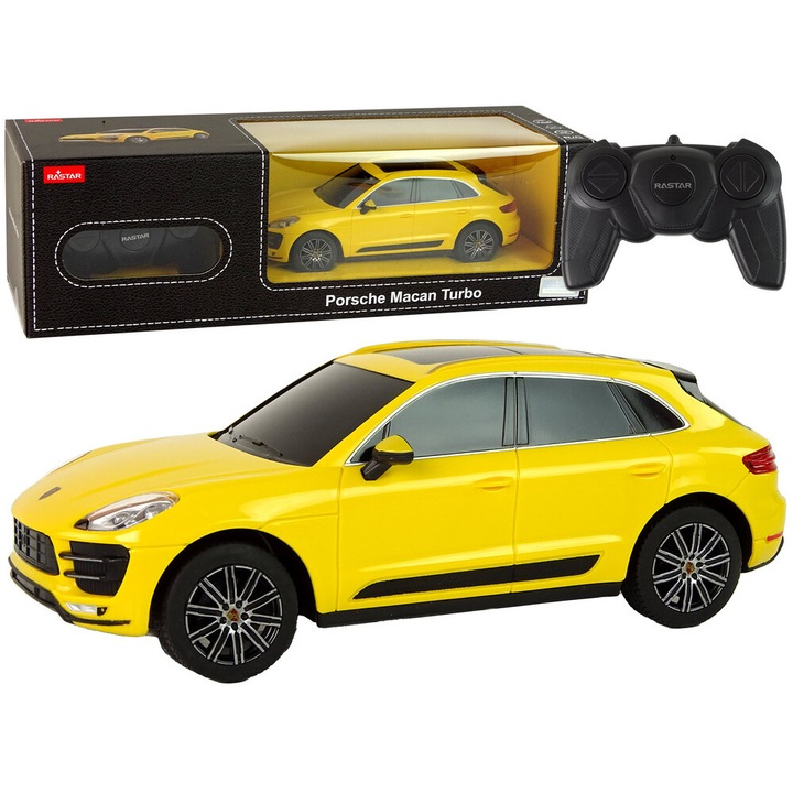R/C автомобил Porsche Macan Turbo 1:24 Rastar, жълт, 19x7x7.5cm