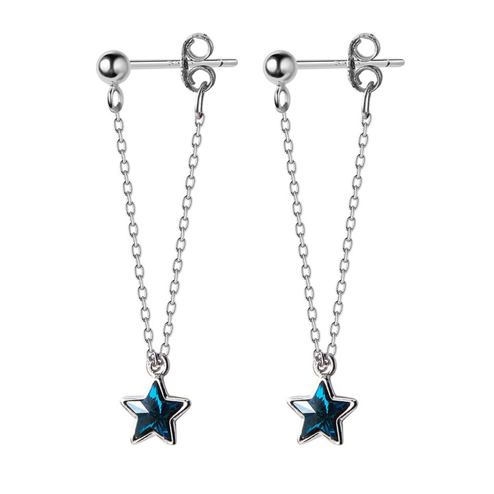 Cercei dama HYTIREBY, lant stelat, zirconiu, 34mm, argintiu