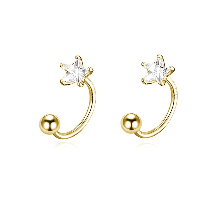 HYTIREBY női fülbevaló, cirkónia kristály, arany, 6x15mm