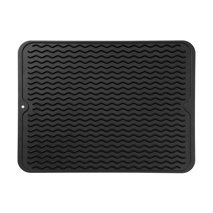 ZLR подложка за сушене на съдове, силиконова, повдигнати ръбове, черна, 40см