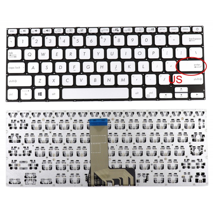 Клавиатура за Asus Silver VivoBook 14 X409 US оформление без малка входна рамка, VivoBook 14 X409BA US оформление без малка входна рамка