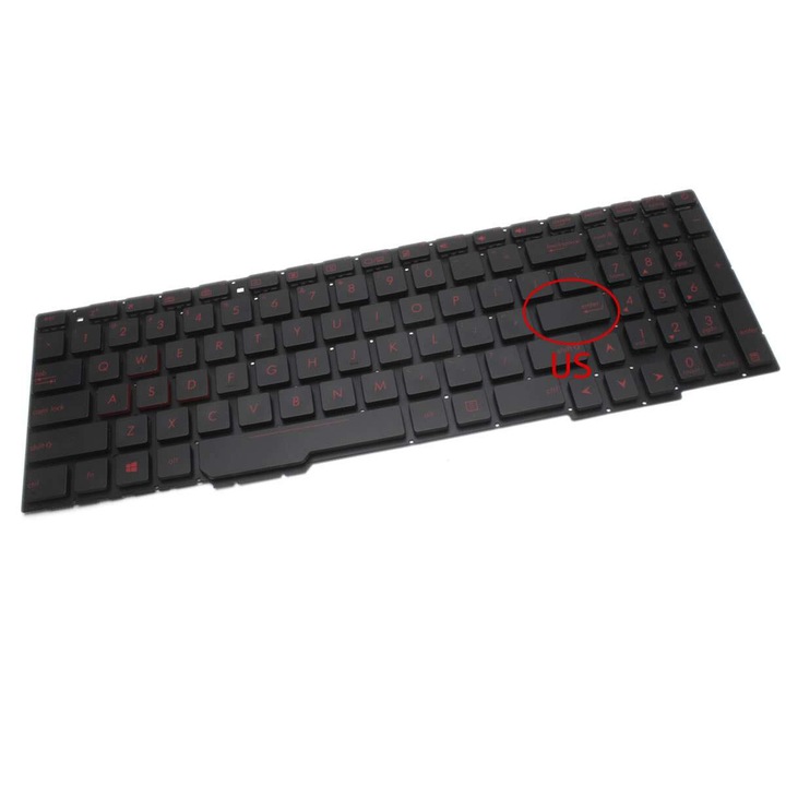 Клавиатура за Asus 0KNB0 66674US00 светеща US оформление без малка входна рамка, 13N1 0BA0B21 светеща US оформление без малка входна рамка