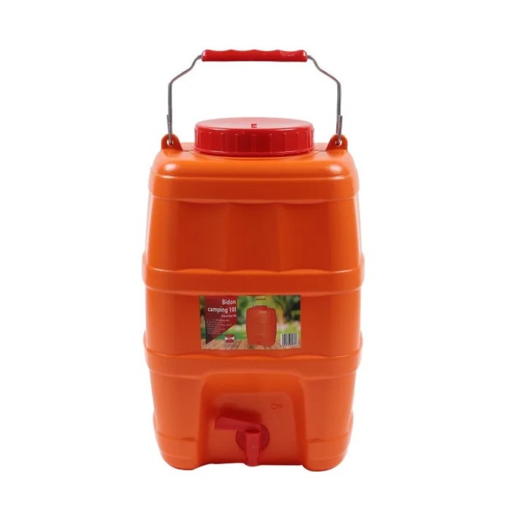 Bidon portocaliu cu robinet exclusiv pentru camping 23 x 18 x 35 cm 10L