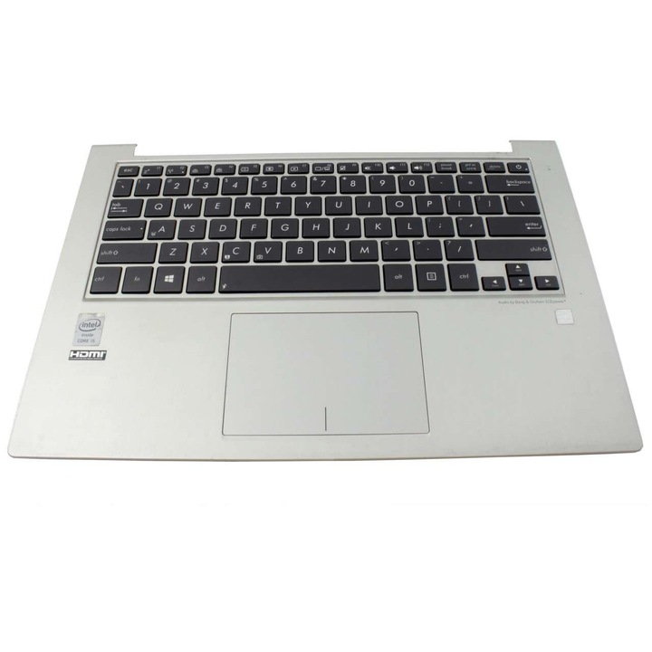 Клавиатура за Asus 0K05-000S000 черна, с Palmrest, сребриста, осветена, подсветка, 0K200-00080000, 13120000810, 1312D000797, 13N0-NPA0601, 90R, NTD1K1180Y, 9Z.N8SLU.G01