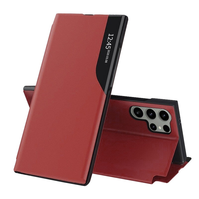 Husa pentru Samsung Galaxy S25 Ultra Tip Carte, S-View, Functie de Stand, Calitate Premium, Antisoc, Protectie Sporita, Rosu