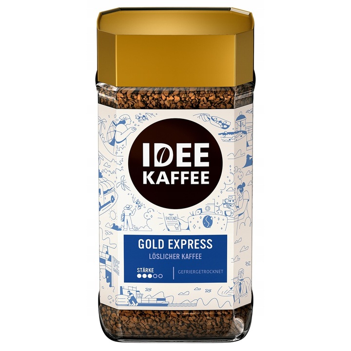 Cafea solubila instant Idee Kaffee Gold Express, liofilizata, 200g