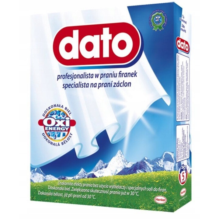 Dato mosópor, fehér függönyökhöz, alacsony hőmérsékleten is hatékony, 365 g