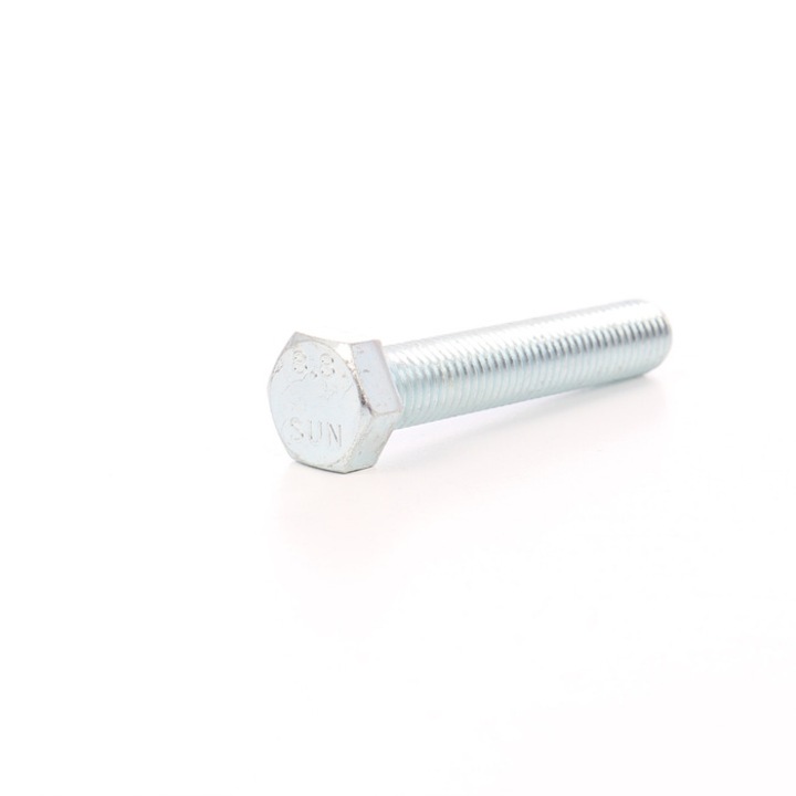 Surub cu cap hexagonal, filetat complet, otel, zincat alb, M18 x 80 mm, 10 bucati