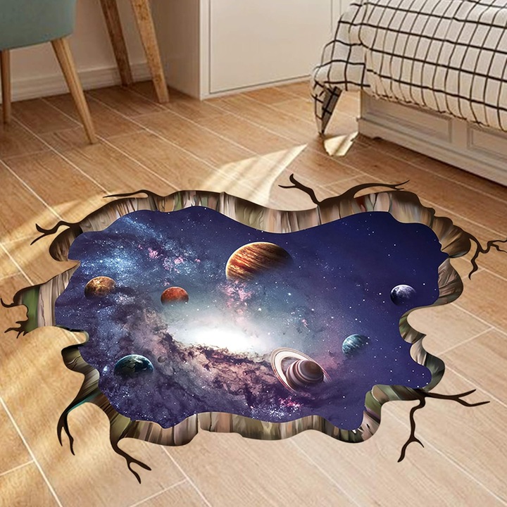 3D dekoratív kozmosz matricák, Jormftte, 2 lapos készlet 120 cm x 40 cm, vízálló PVC, 120 cm x 80 cm