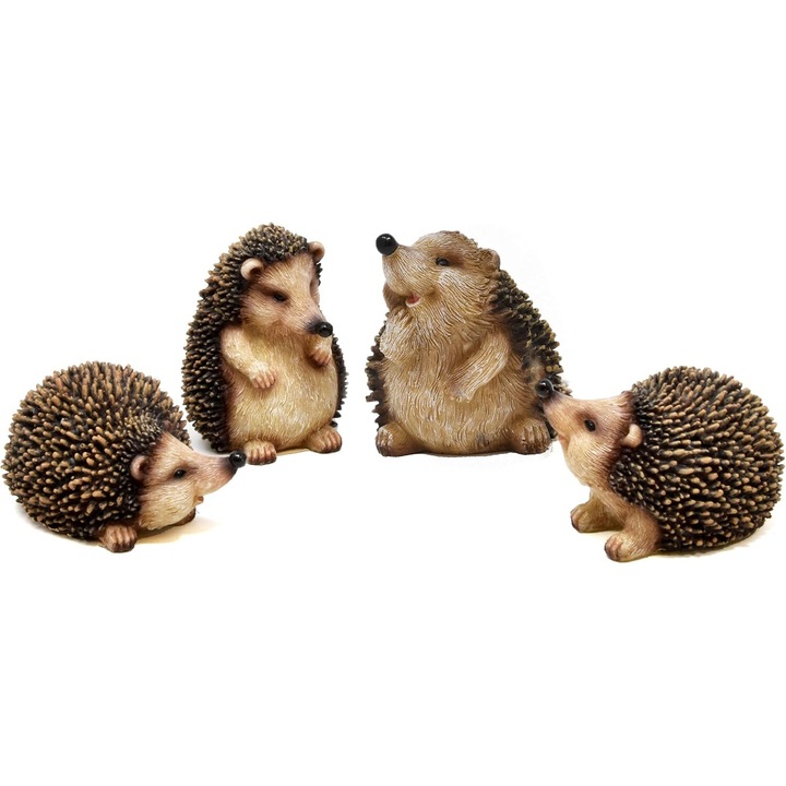 Фигурки на животни за градината, сладки таралежчета, комплект от 3, външна декорация за градината и терасата, пластмаса