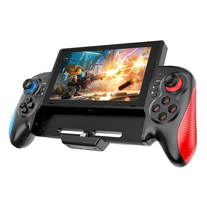 GamePad vezérlő, VIELLAN, Nintendo Switch/OLED-hez, 6 tengelyes gravitációs érzékelővel, piros kék