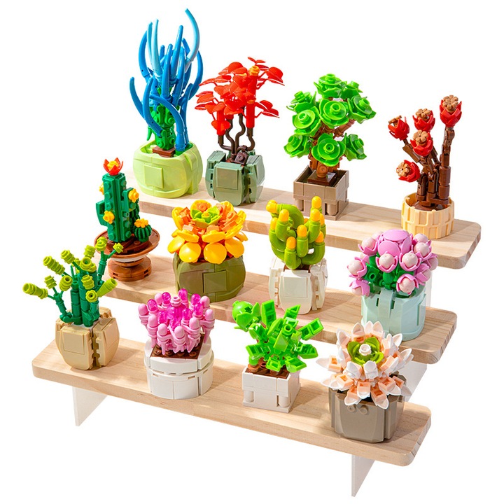 WALALLA 12 db-os szobanövényes díszítő építőkockás készlet, bonsai fa építőkocka készlet, botanikai gyűjtemény, kreatív otthoni vagy irodai dekoráció, gyerekbuli, születésnapi ajándék