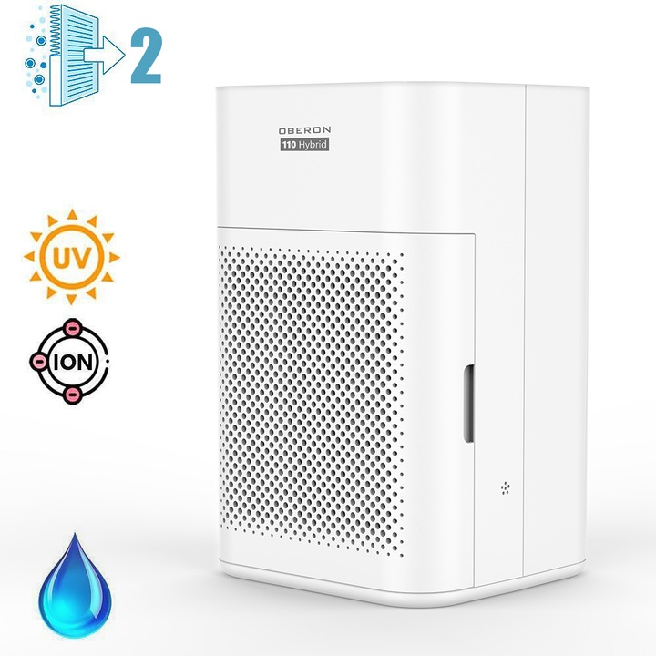 Пречиствател и овлажнител на въздух Oberon 110 HYBRID (до 15 м2), 3-степенна пречистваща система, Йонизатор