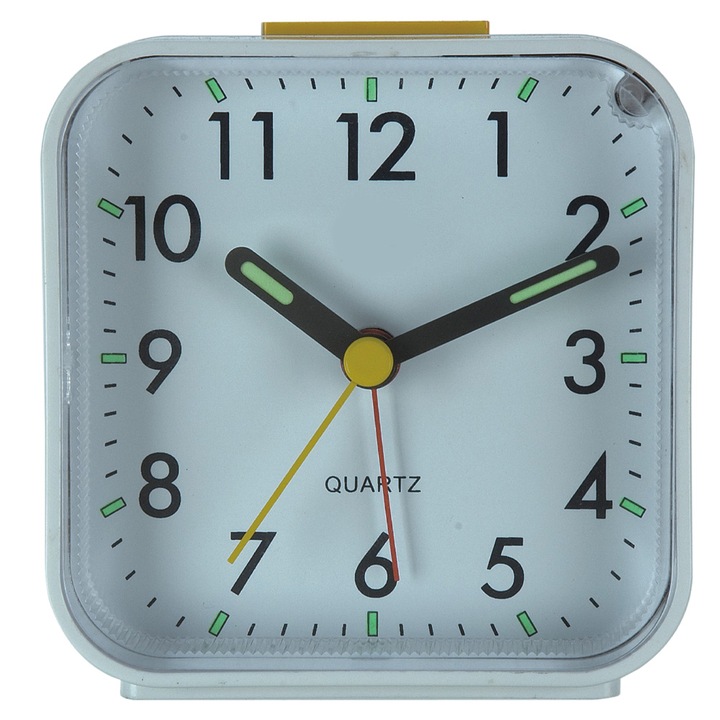 Малък аналогов настолен часовник с батерия, безшумен, за пътуване, многоцветен