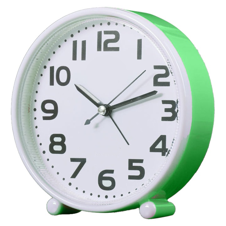 Ceas de masa Cozevdnt, ceas de alarma analogic, verde, dimensiuni mari, mecanism electric