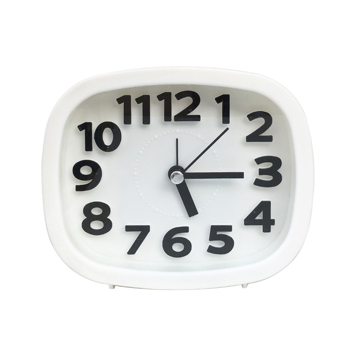 Ceas de masa Cozevdnt, alarma digitala, alb, design simplu, mecanism electric
