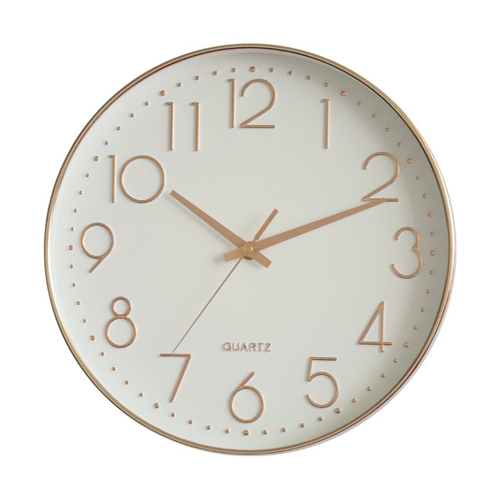 Ceas de perete minimalist 3D, galben, 13cm