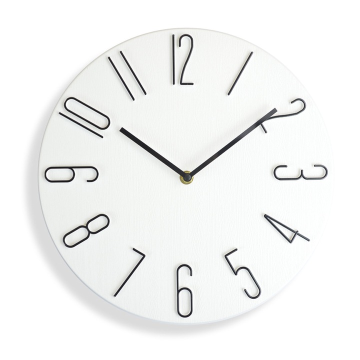 Ceas de perete modern, silentios, 35cm, alb