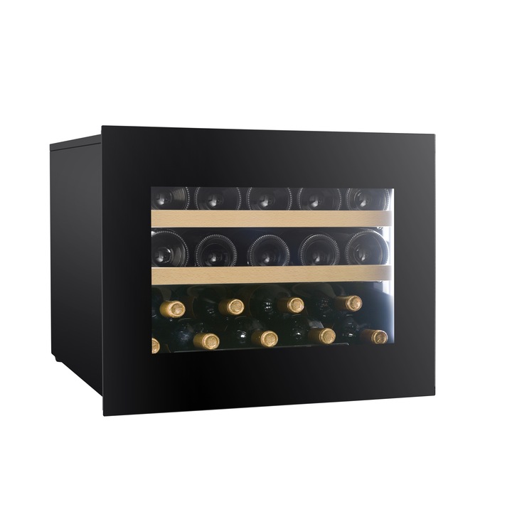 Racitor de vin Dunavox DVN-19.50B.TO Noble, 19 sticle, o zona de temperatura, Clasa energetica F, Afisaj TFT touch screen, Sticla neagra, Wifi + Smart App